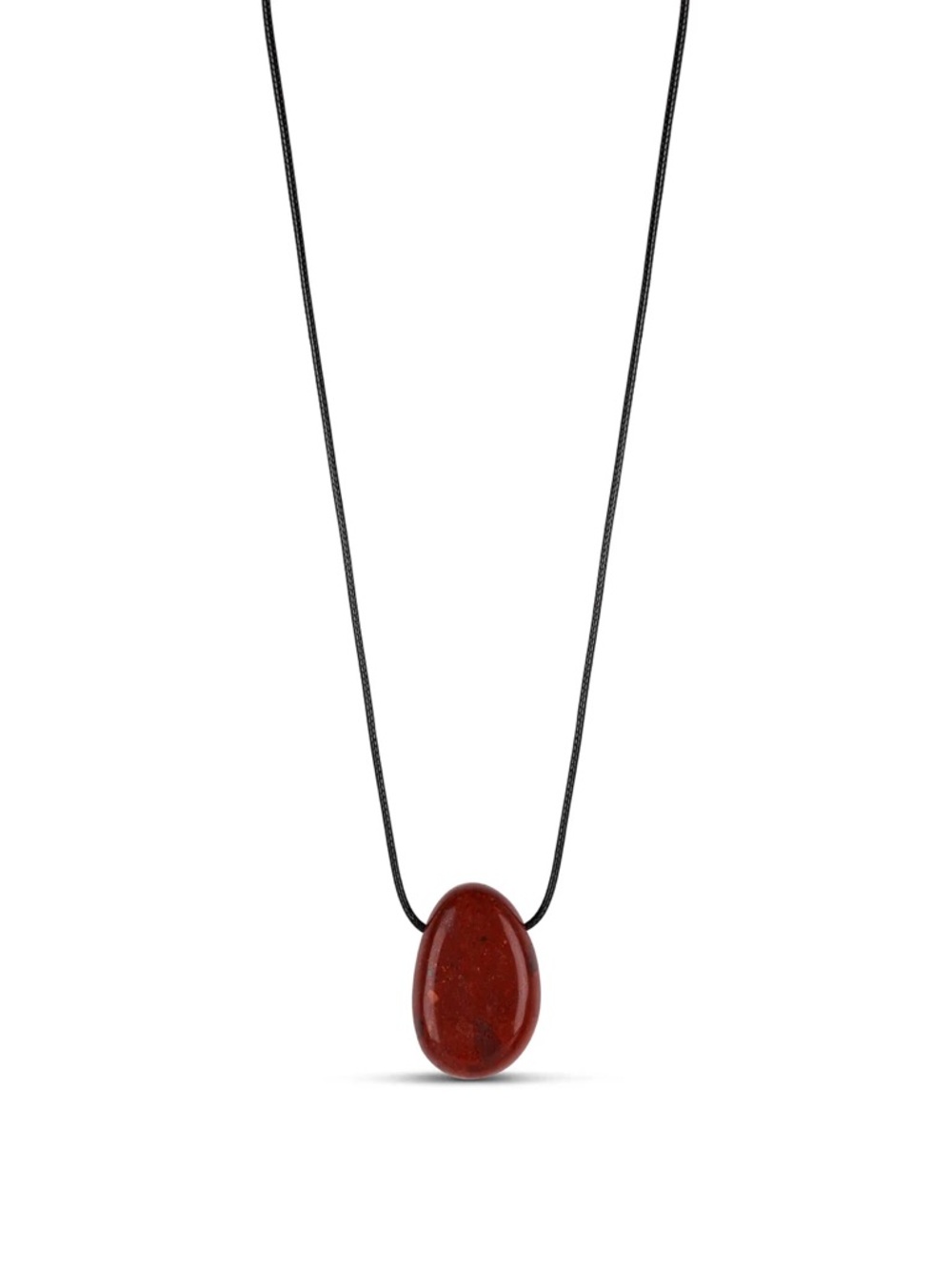 Minimal Red Jasper Pendant Necklace with Black Cord